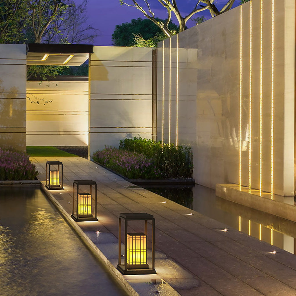 Wyatt Traditional Asian Lampshade Marble Outdoor Light