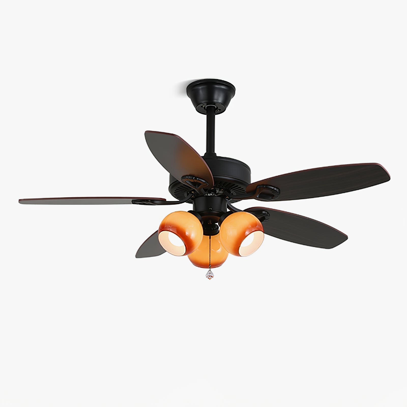 Solara Classic Wood Glass Ceiling Fan Light-Neutral Decor