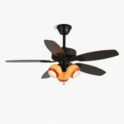 Solara Classic Wood Glass Ceiling Fan Light-Neutral Decor
