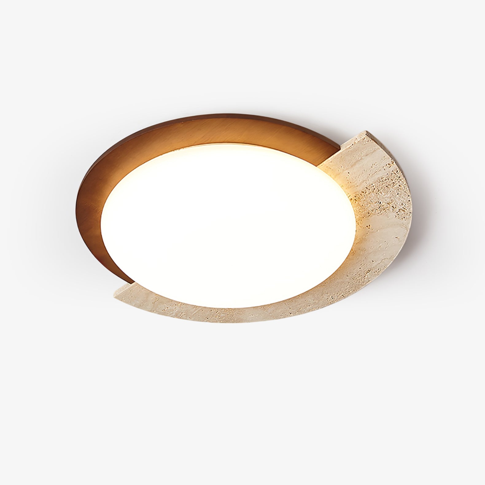 Cularo Arc-Rim Travertine Ceiling Light-Neutral Decor