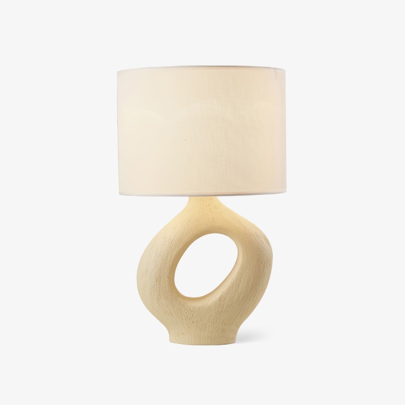 Lumestic Sculptural Resin Fabric Table Lamp-Neutral Decor