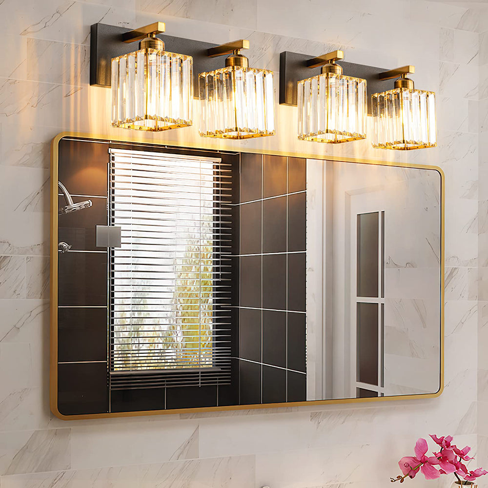 Kristy Vintage LED Metal/Crystal Wall Lamp For Mirror, Gold - Neutral Decor
