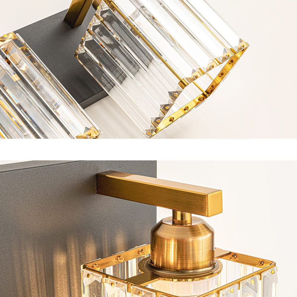 Kristy Vintage LED Metal/Crystal Wall Lamp For Mirror, Gold - Neutral Decor