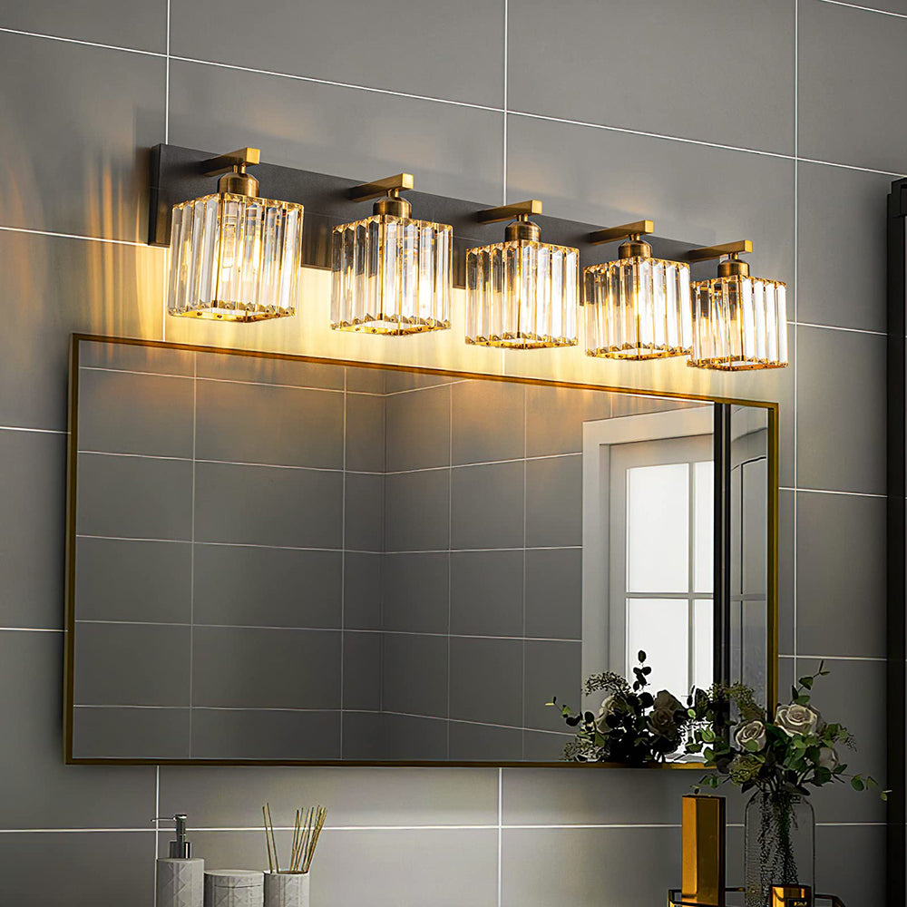 Kristy Vintage LED Metal/Crystal Wall Lamp For Mirror, Gold - Neutral Decor