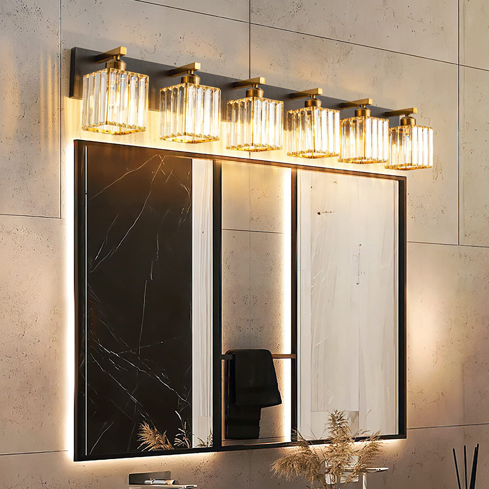 Kristy Vintage LED Metal/Crystal Wall Lamp For Mirror, Gold - Neutral Decor