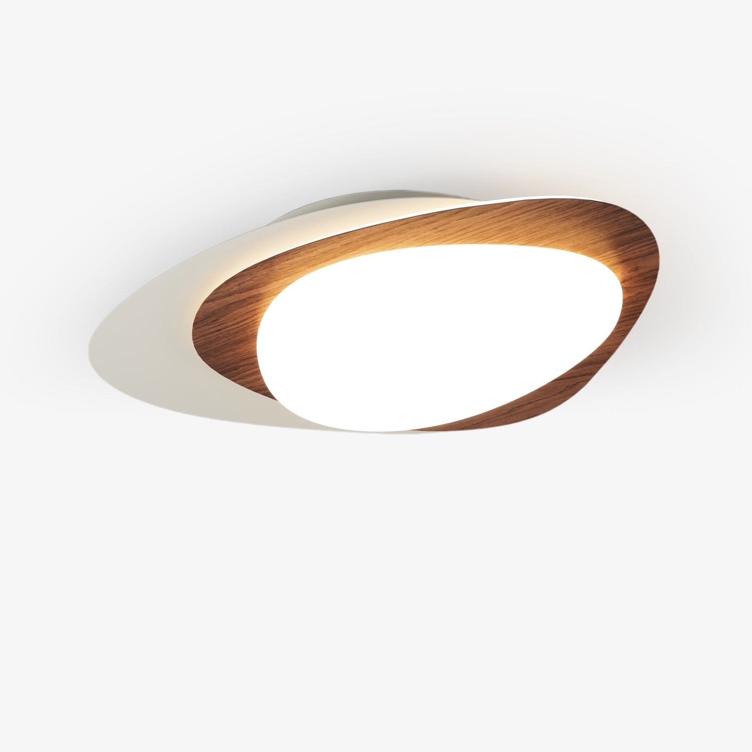 Fuji Ceiling Lamp Walnut Oval Organic LED-Neutral Decor