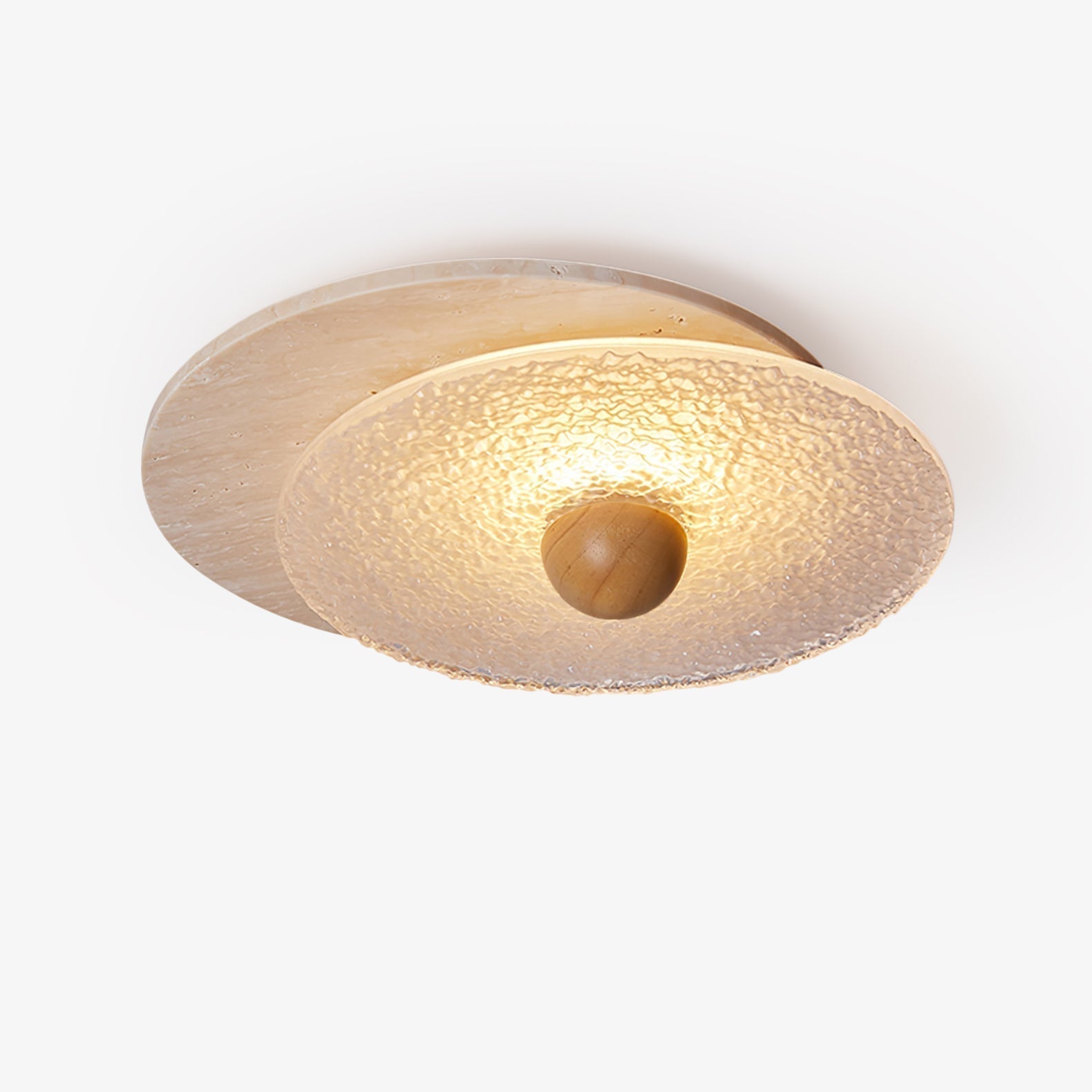 Elara Circular Travertine Ceiling Light-Neutral Decor