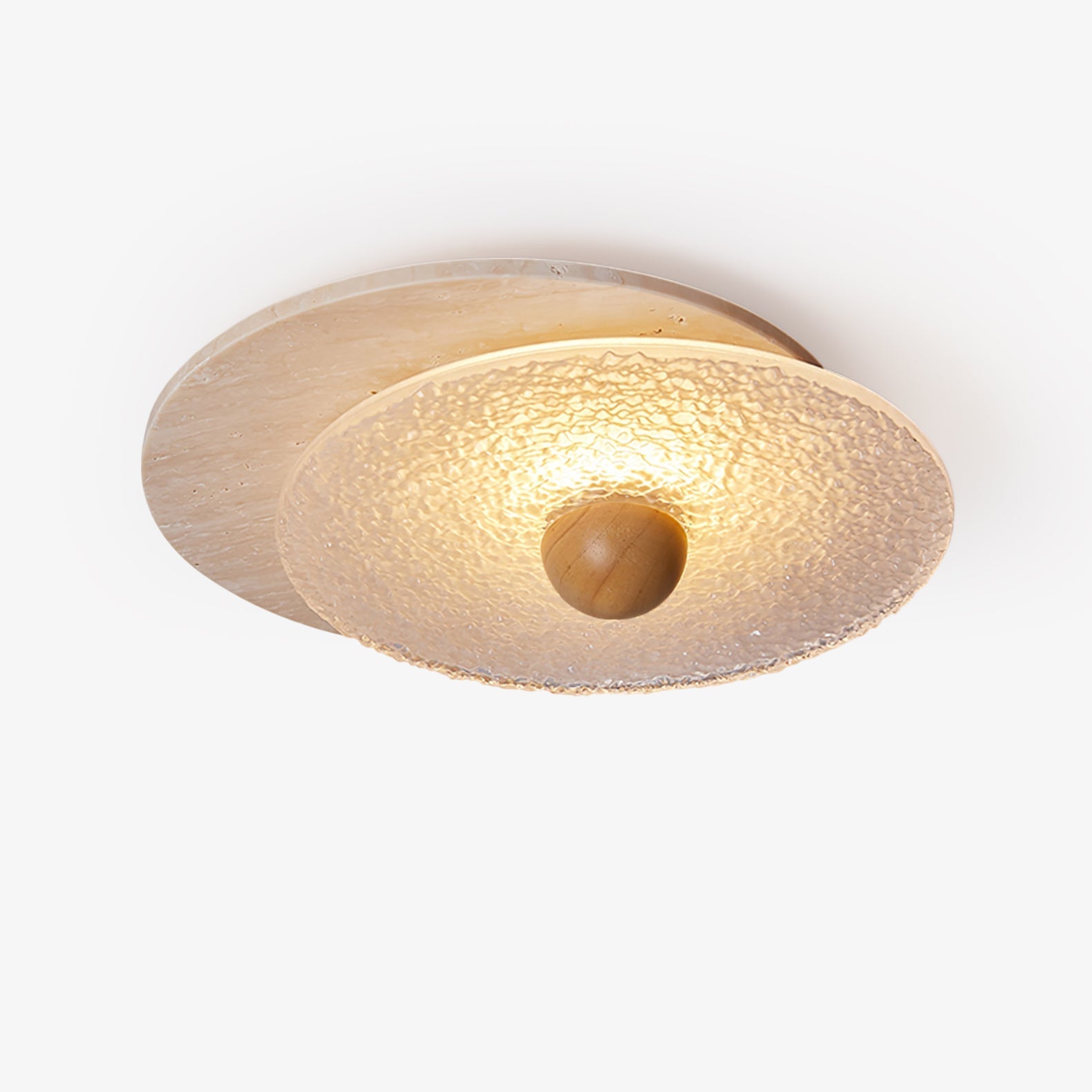 Orlora Circular Travertine Ceiling Light-Neutral Decor