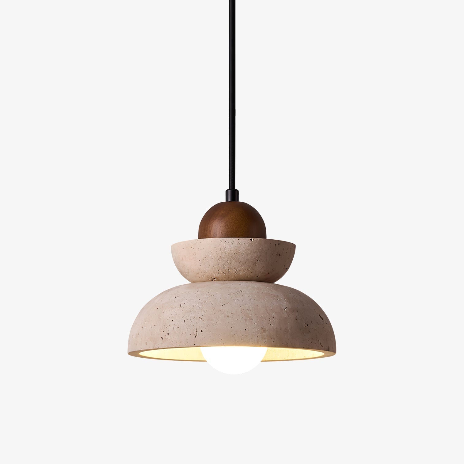 Daniel Tiered-Bell Travertine Pendant Light-Neutral Decor