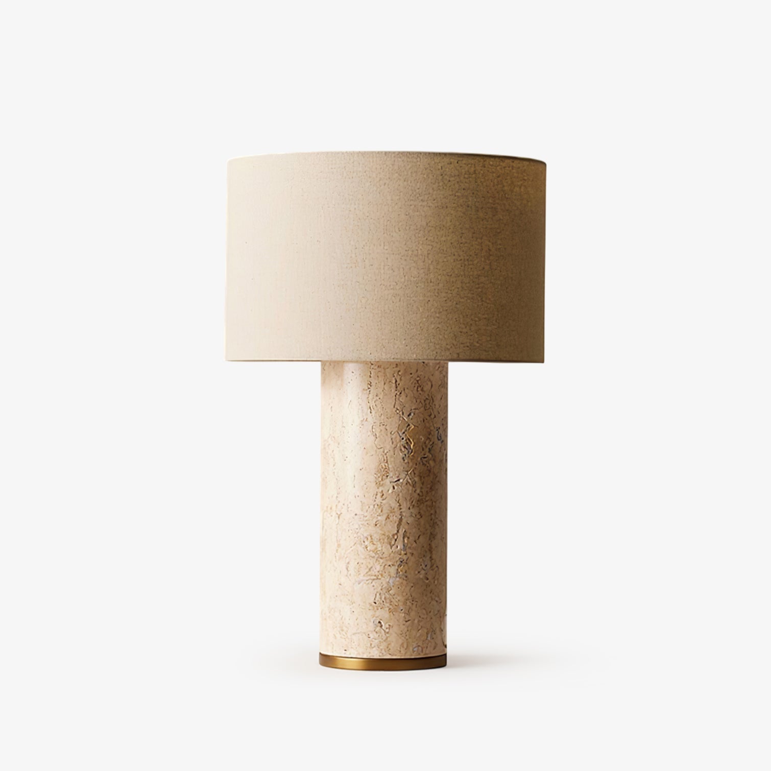 Vonoryra Cylindrical Travertine Table Lamp-Neutral Decor