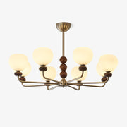 Vilorira Traditional Classic Orb Walnut Wood Glass Chandelier-Neutral Decor