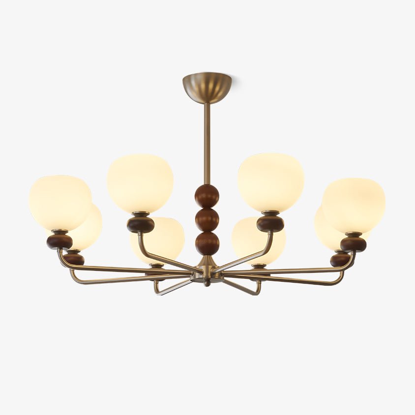 Vilorira Traditional Classic Orb Walnut Wood Glass Chandelier-Neutral Decor