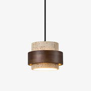 Cumirora Layered Cylinder Travertine Pendant Light-Neutral Decor