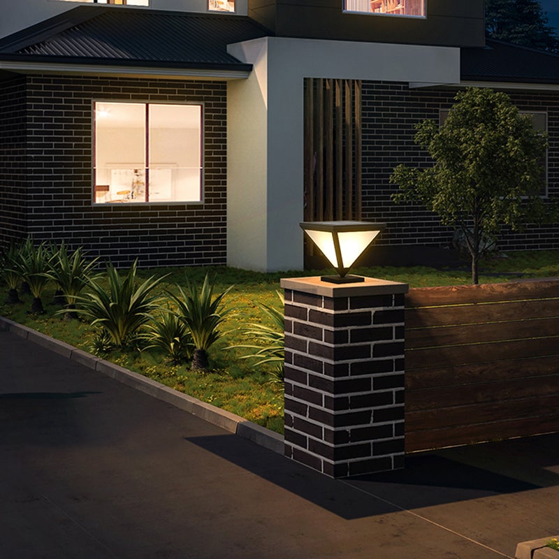 Kyla Powered Geometric LED Solar Steel Outdoor Lamp