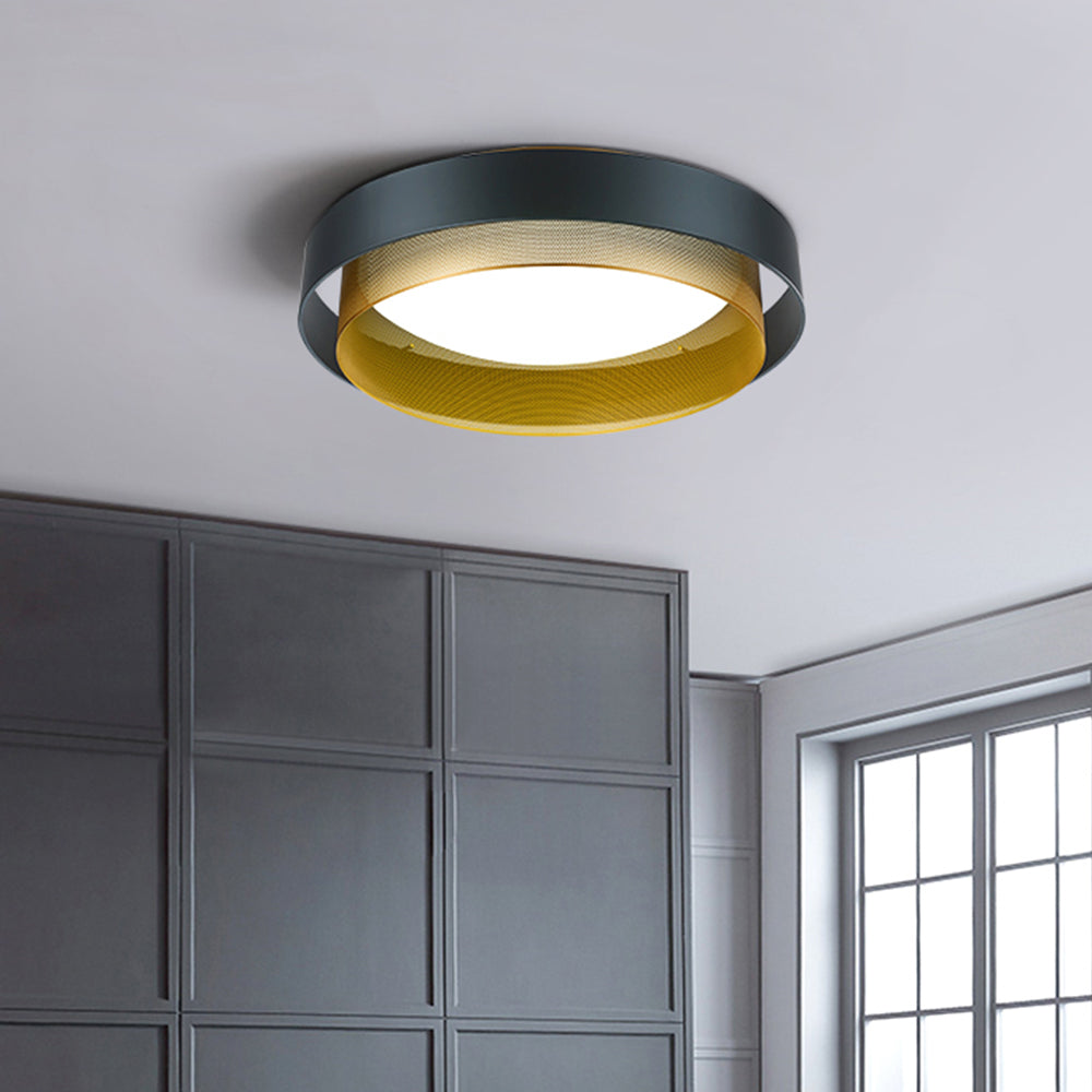 Arisha Modern Ring Metal/Acrylic Flush Mount Ceiling Light, White/Black - Neutral Decor