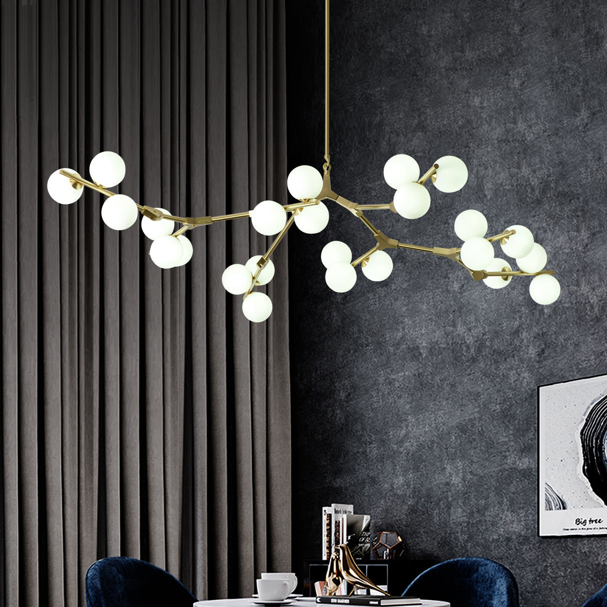 Valentina Modern LED chandelier Gold/Black Glass Living Room/Bedroom - Neutral Decor