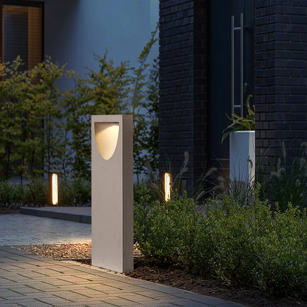 Ray Modern Stone Reflection Outdoor Path Light, Gray - Neutral Decor