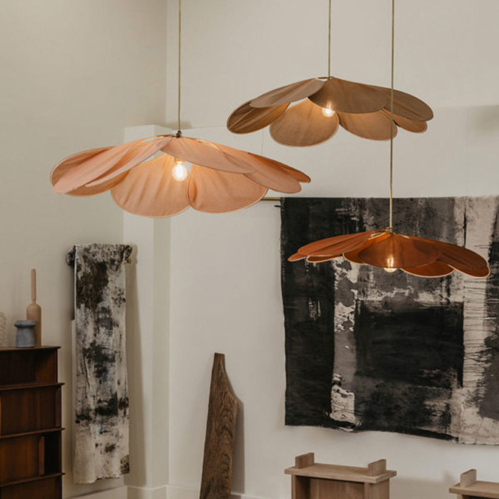Ritta Pendant Light Vintage Rustic Wabi Sabi, Fabric, White/Brown - Neutral Decor