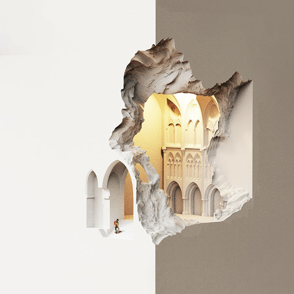 Arisha Art Deco Flush LED Plaster Wall Lamp, White - Neutral Decor