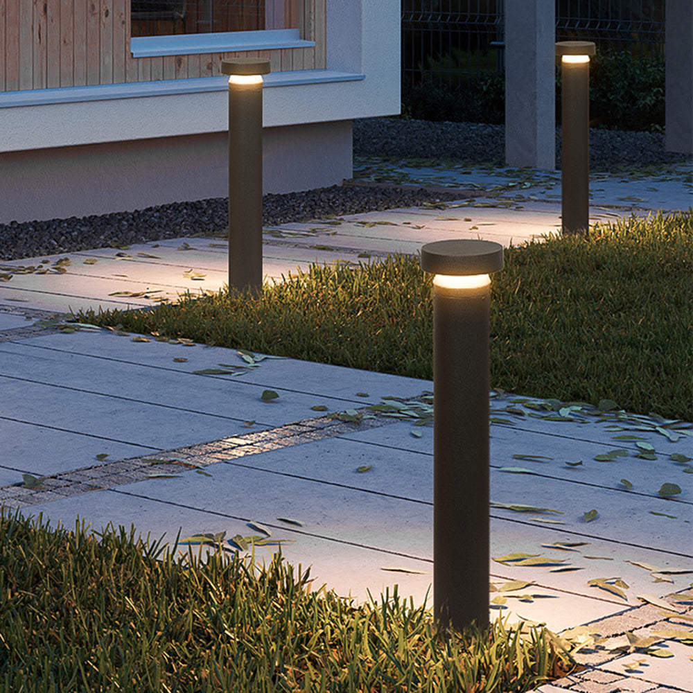 Ray Modern Metal Cylinder Outdoor Path Light, Black - Neutral Decor