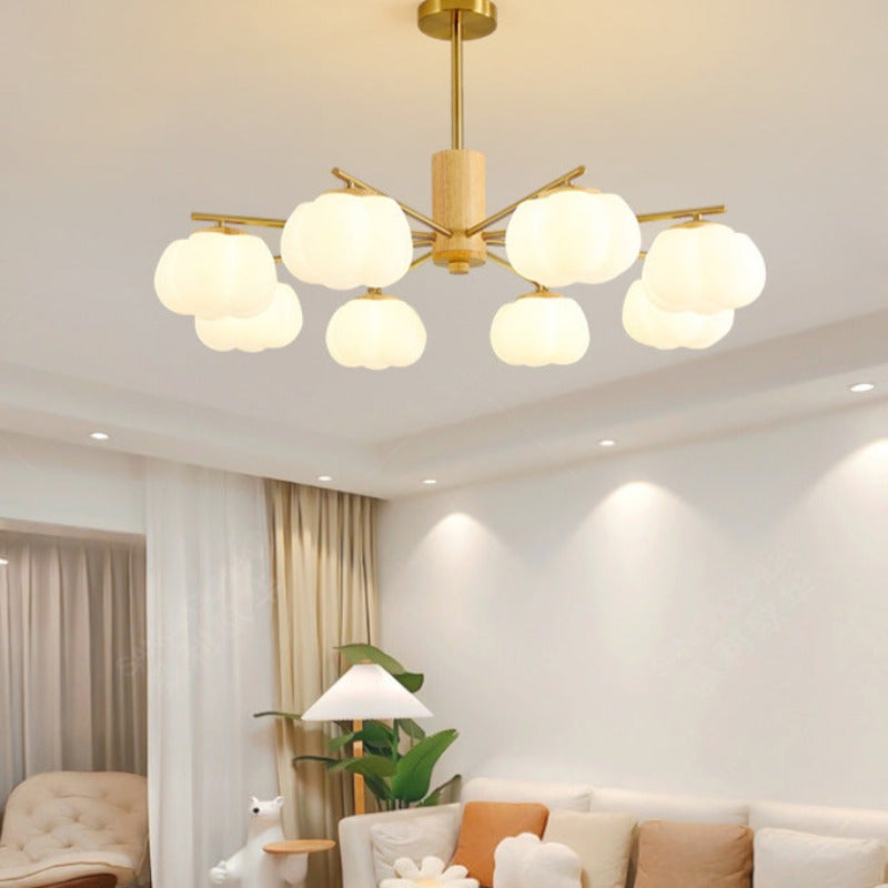 Arisha Creative LED Metal Wood Chandelier Living Room - Neutral Decor