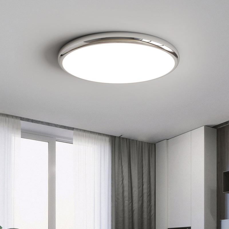 Muto Retro Circle Flush Mount Ceiling Light White Metal Bedroom - Neutral Decor