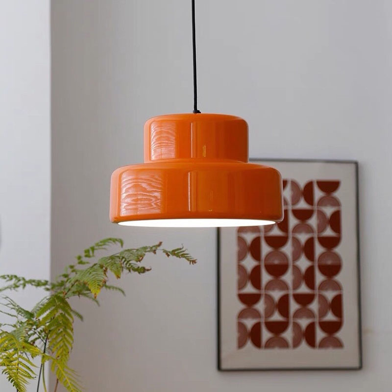 Arisha Single Head Vintage Pendant Light Orange Metal Dining Room - Neutral Decor