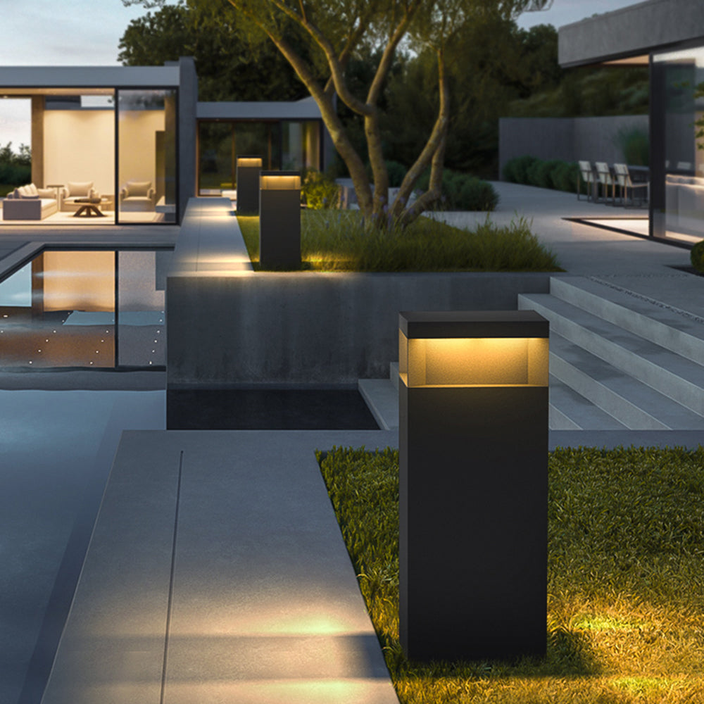 Ray Metal Rectangular Solar Outdoor Path Light, Black - Neutral Decor