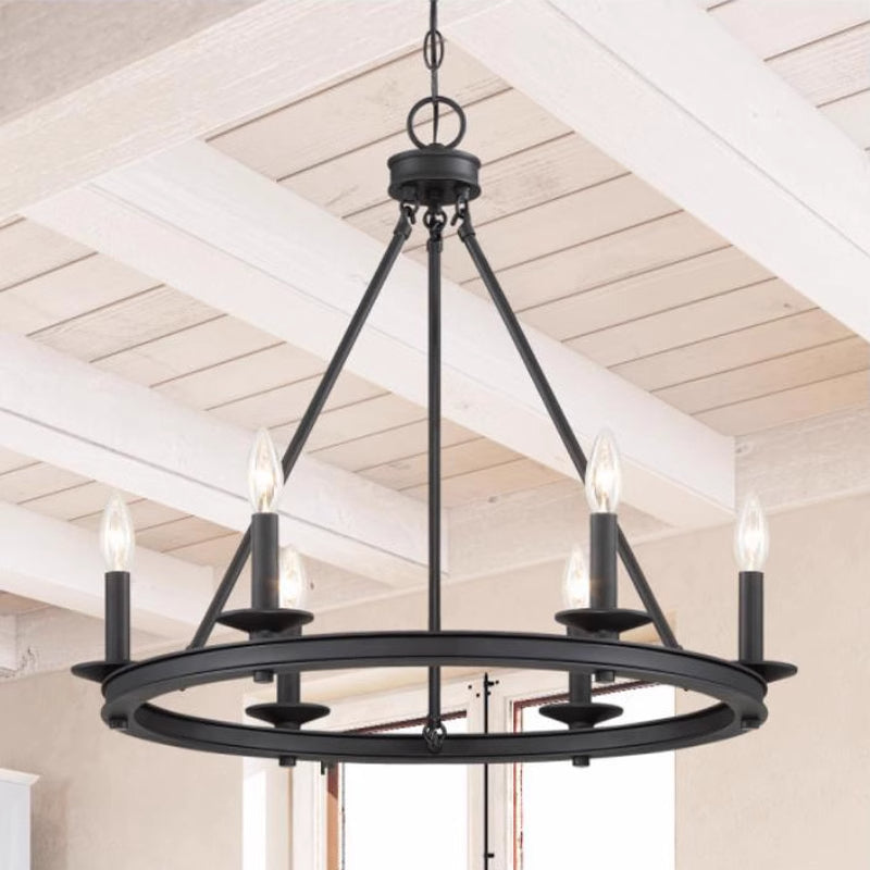 Silva Modern Candles Chandelier Black Metal Living Room/Bedroom - Neutral Decor