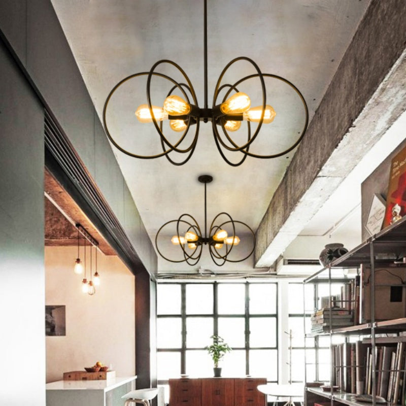 Alessio Industrial LED Chandelier Black Metal Living Room/Bedroom - Neutral Decor