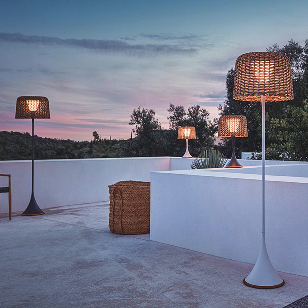 Ritta Waterproof Outdoor Floor Lamp, Rattan，Balcony/Terrace - Neutral Decor