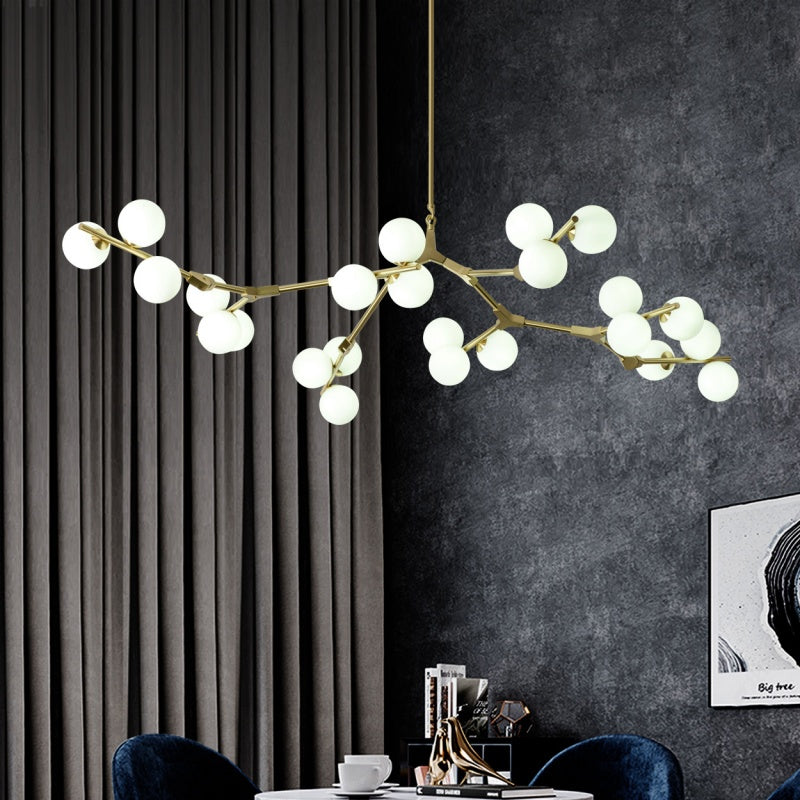 Valentina Modern LED chandelier Gold/Black Glass Living Room/Bedroom - Neutral Decor