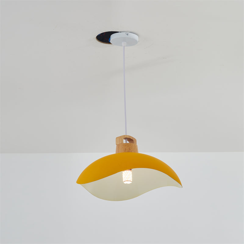 Valentina Colorful Shade Single Pendant Lights, Wood & Metal - Neutral Decor
