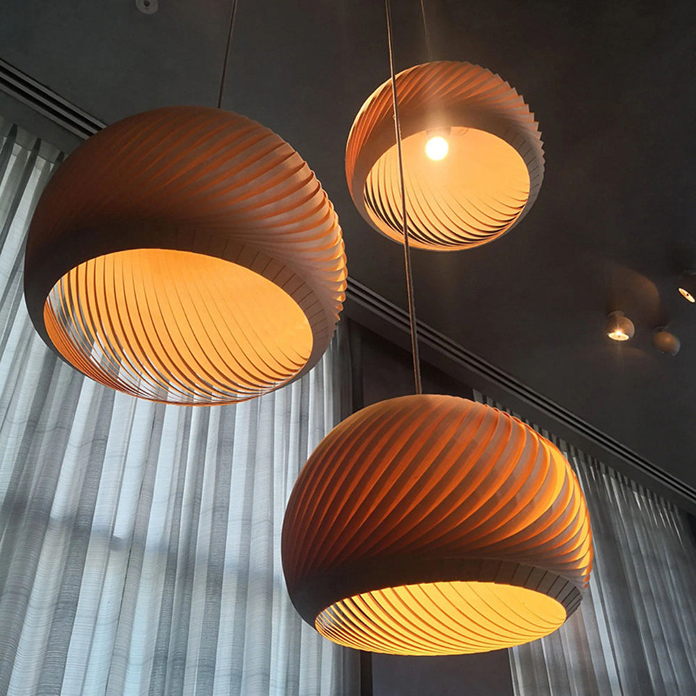 Muto Farmhouse Semi Metal Pendant Light, Brown/Wood - Neutral Decor