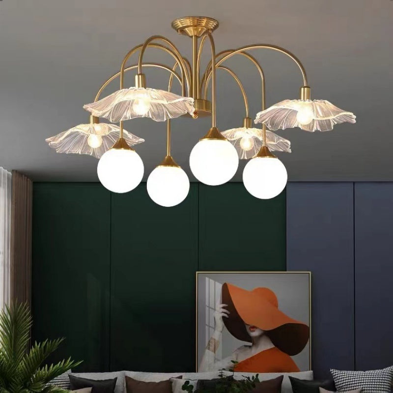 Valentina Nordic LED Chandelier Gold Glass Living/Dining Room/Bedroom - Neutral Decor