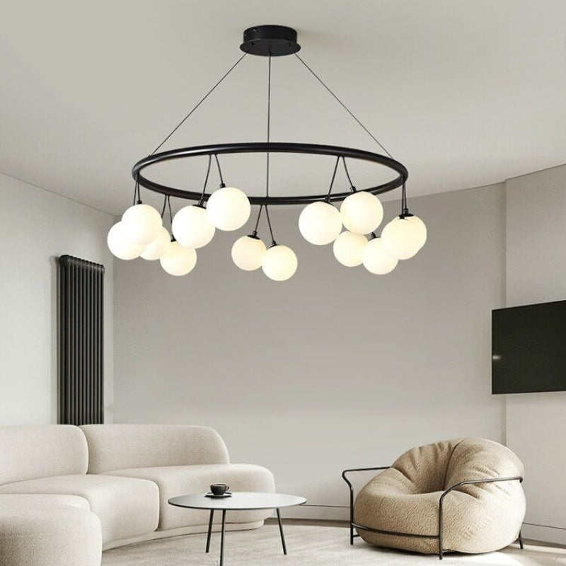 Valentina Nordic LED Chandelier Black Metal/Glass Dining/Living Room/Bedroom - Neutral Decor