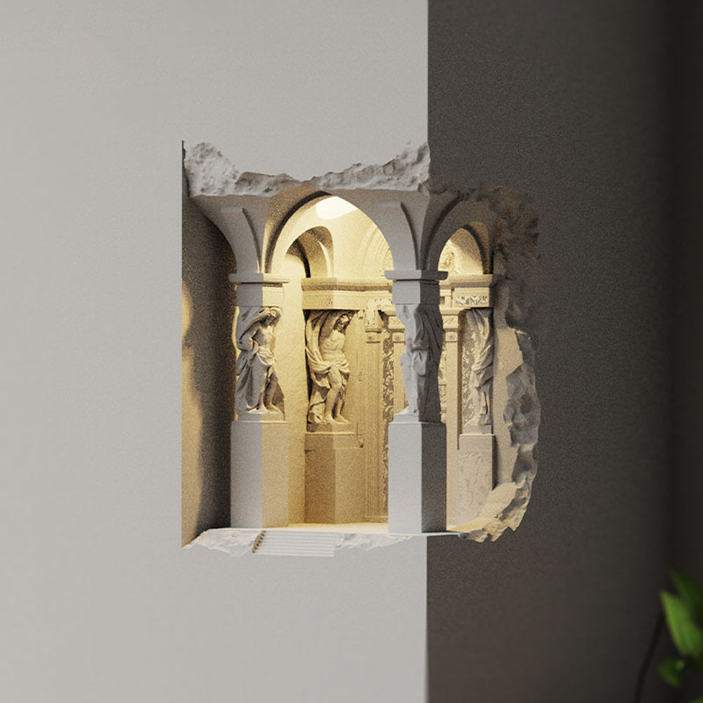 Arisha Art Deco Flush LED Plaster Wall Lamp, White - Neutral Decor