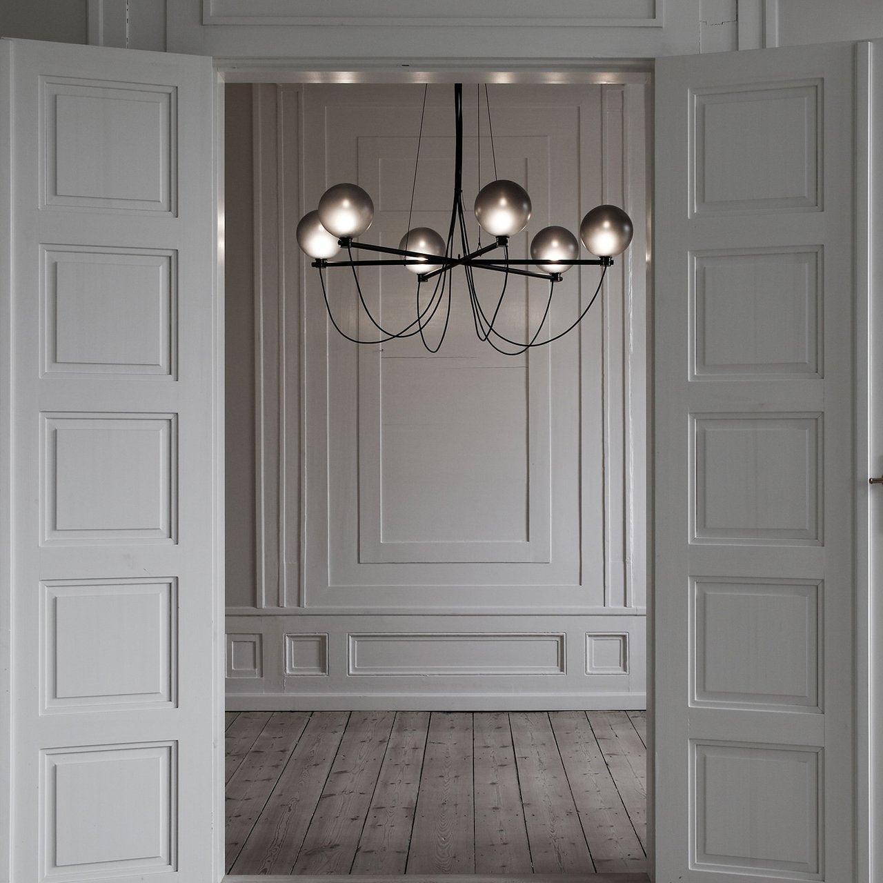Valentina Nordic Modern Glass Ball Chandelier, Smoke Gray/Blue - Neutral Decor