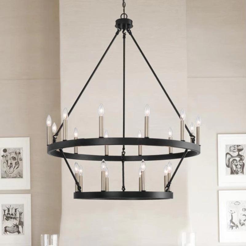 Silva Modern Industrial LED Chandelier Black Metal Living Room - Neutral Decor