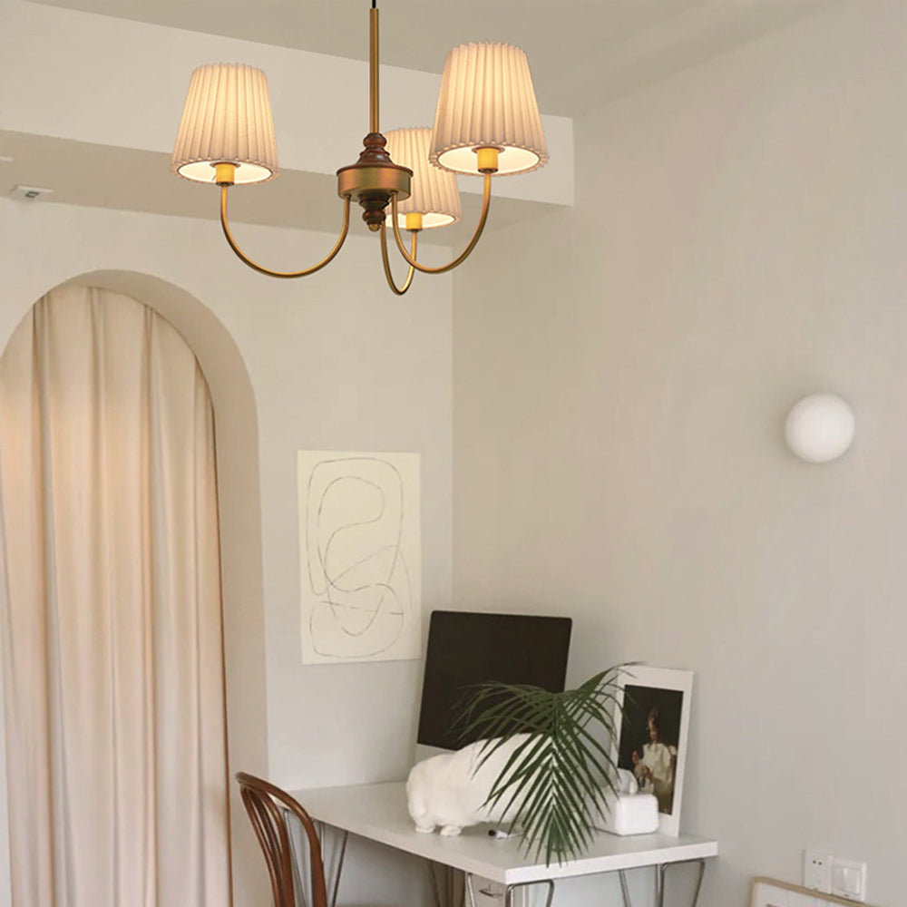 Silva Modern Retro Fabric Chandelier, White/Green - Neutral Decor