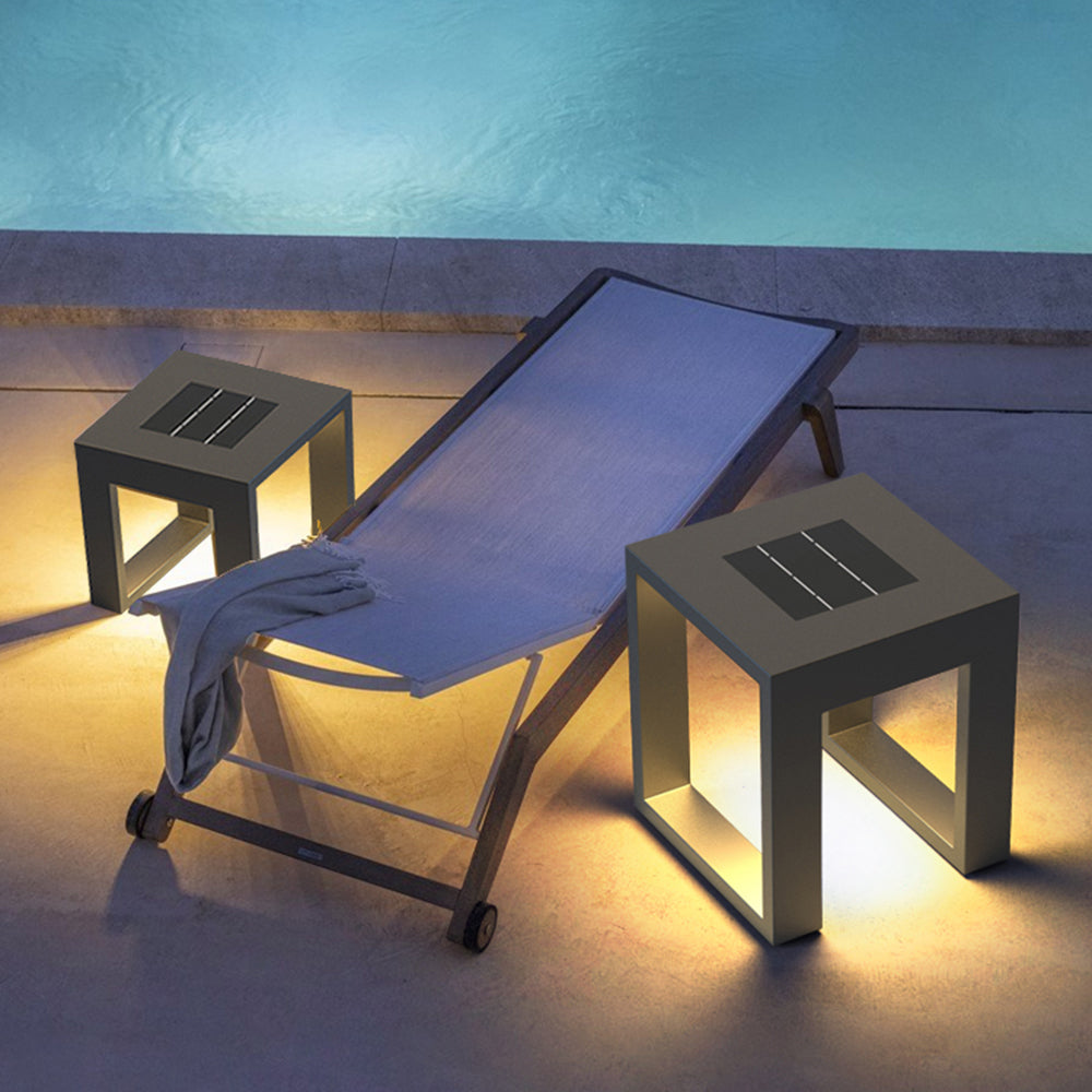 Ray Simple Hollow Cube Metal/Acrylic Outdoor Floor Lamp, Black - Neutral Decor