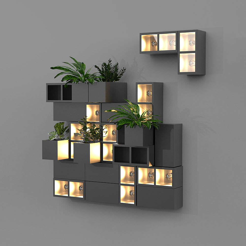 Ray Modern Cube Square Metal/Glass Outdoor Wall Lamp, Black - Neutral Decor