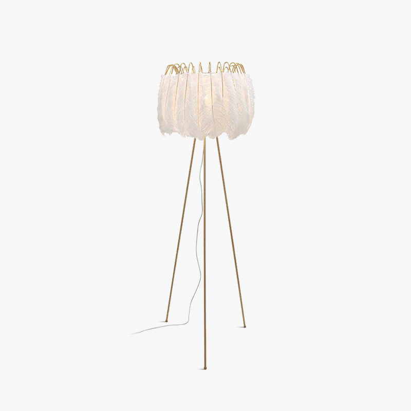 O'Moore Artistic Tripod Feather Floor Lamp, White - Neutral Decor