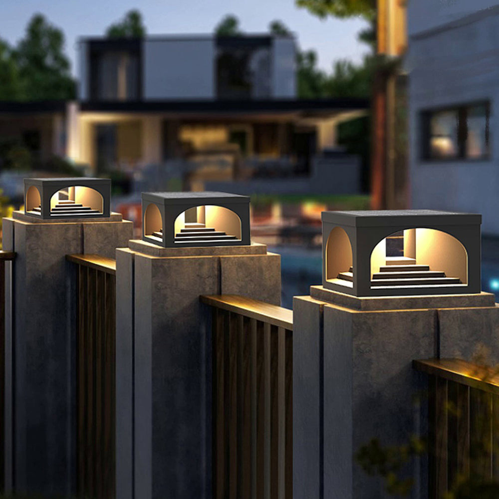 Ray Modern Stair Metal Solar Outdoor Pier-Mount Pillar Light - Neutral Decor