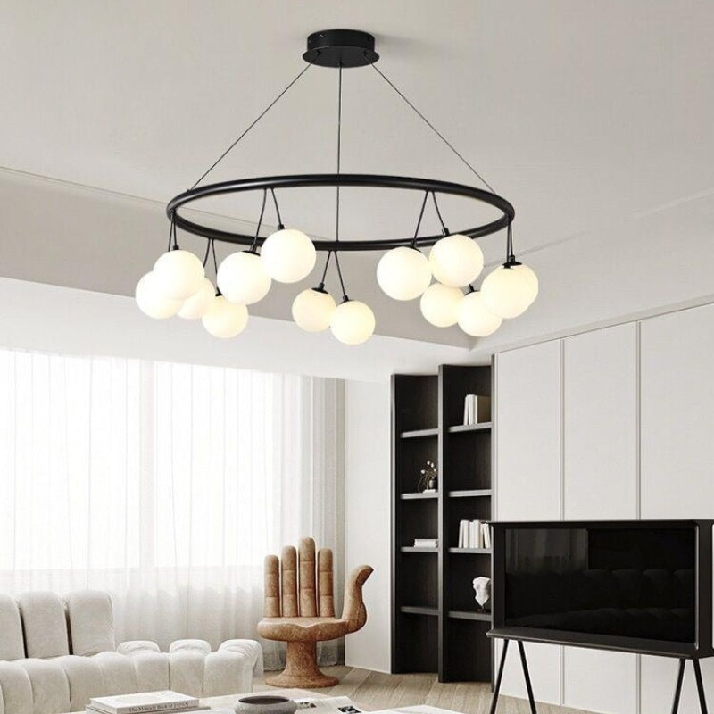 Valentina Nordic LED Chandelier Black Metal/Glass Dining/Living Room/Bedroom - Neutral Decor