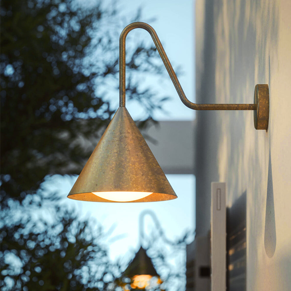 Ray Modern Minimalist Cone Metal Outdoor Waterproof Wall Lamp，Black/Gold - Neutral Decor