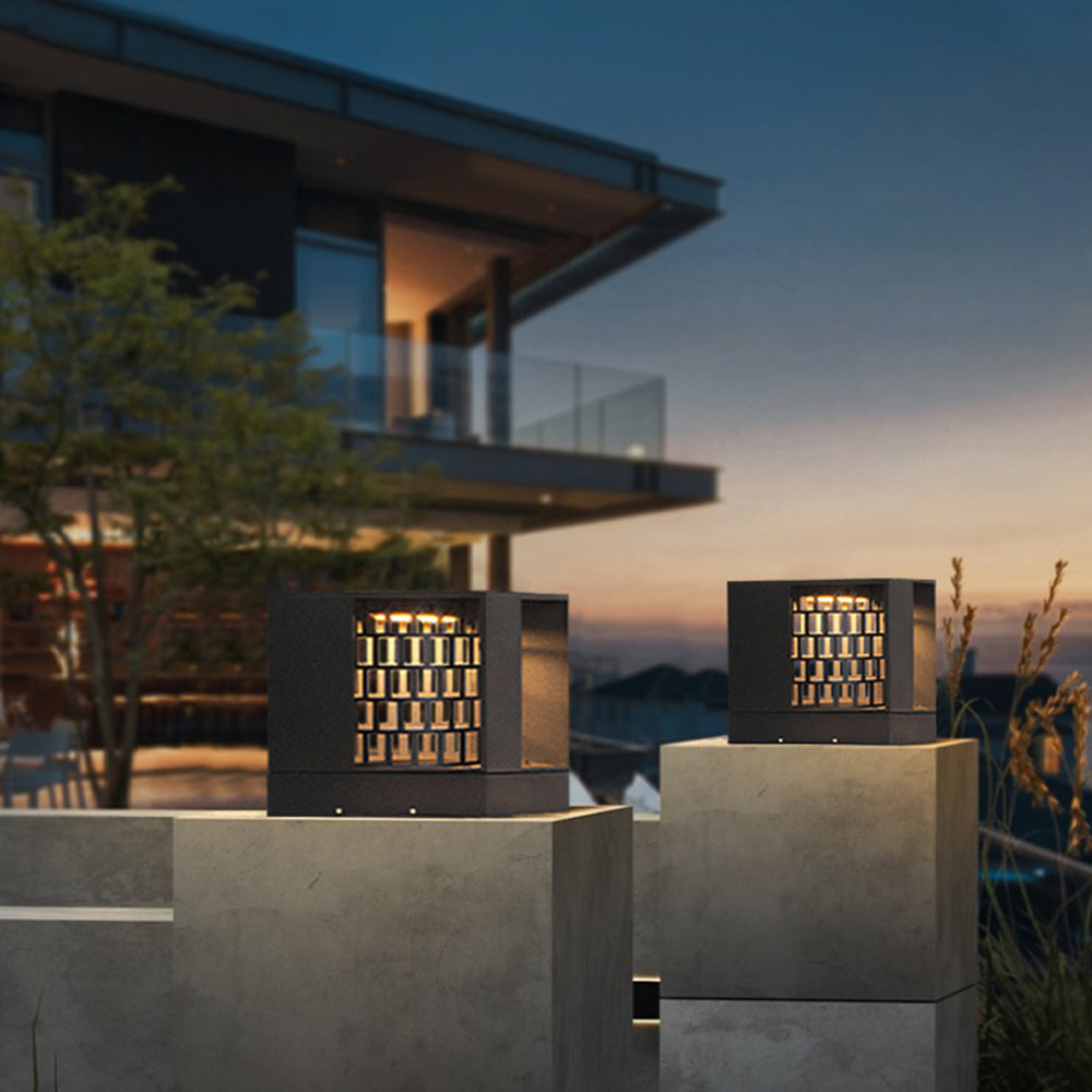 Ray Modern Pattern Metal Acrylic Outdoor Table Lamps, Black - Neutral Decor