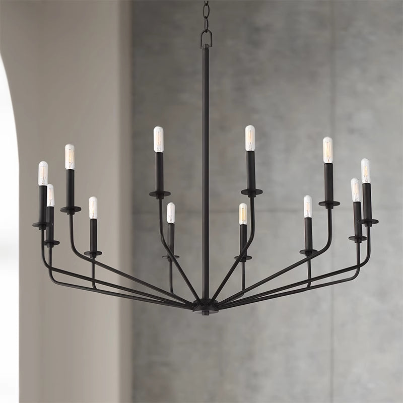 Silva Modern Industrial LED Chandelier Black Metal Living Room - Neutral Decor