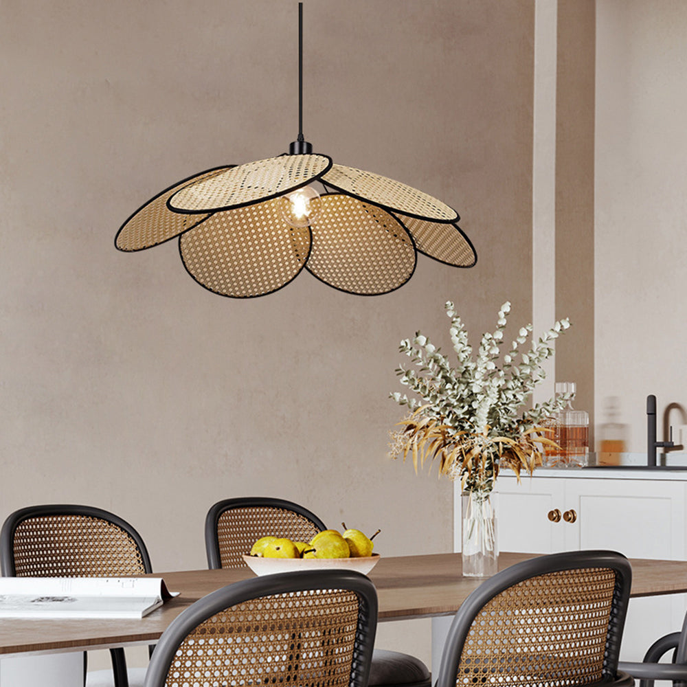 Ritta Willow weave Wabi Sabi Rattan Pendant Light, Black/White - Neutral Decor