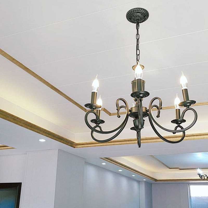 Silva Creative Retro Candle Chandelier Black Metal Bedroom - Neutral Decor